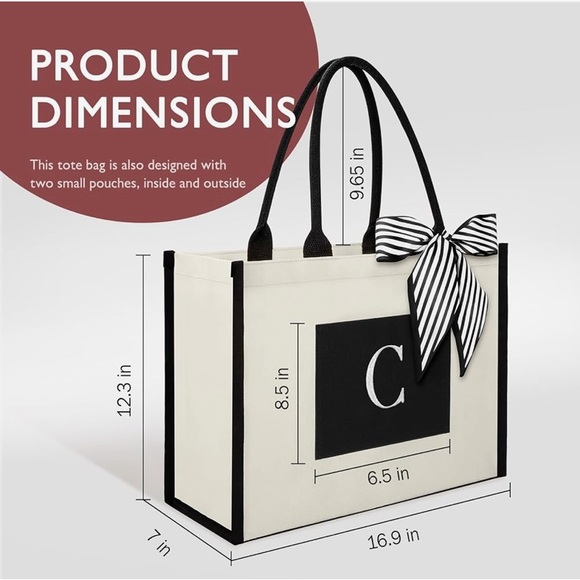 Tote Bag | NWT Monogram Embroidered Large Beach Tote - Picture 2 of 7